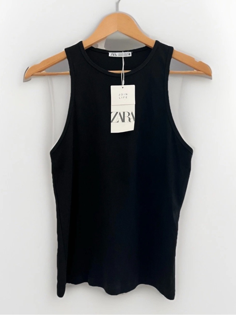 NWT ZARA Black Ribbed Tank Top Medium